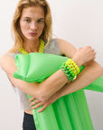 Flat Chain Bracelet Neon Yellow Marble