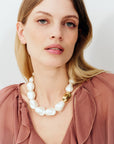 Big Organic Pearl Necklace Short With Gold Pearl