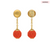 Hanging Raffia Dot Earring Orange - Vanessa Baroni