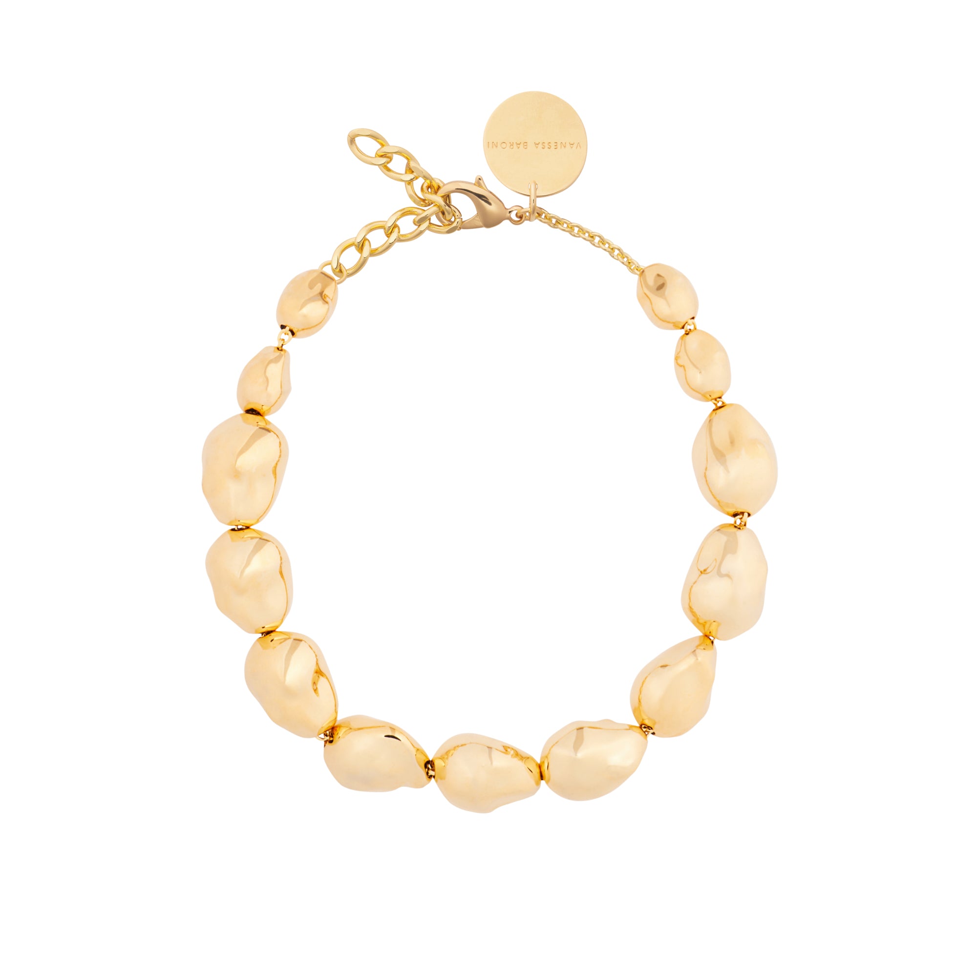 Big Organic Pearl Necklace Short Gold