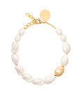 Big Organic Pearl Necklace Short With Gold Pearl