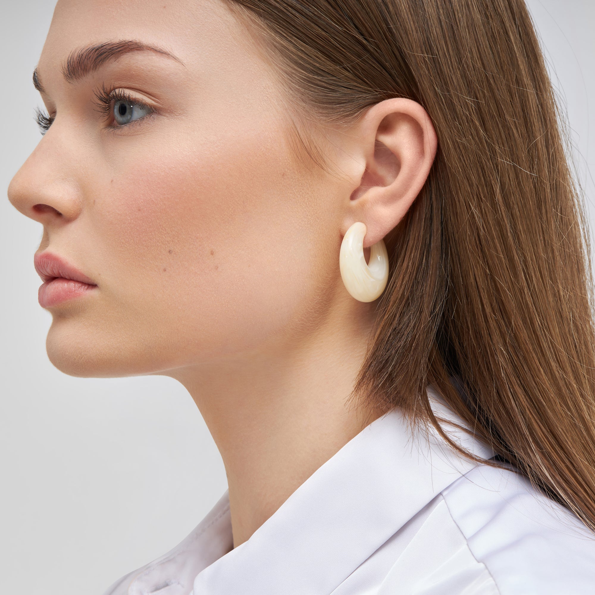 Moon Earring Pearl Marble