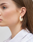 Moon Earring Pearl Marble