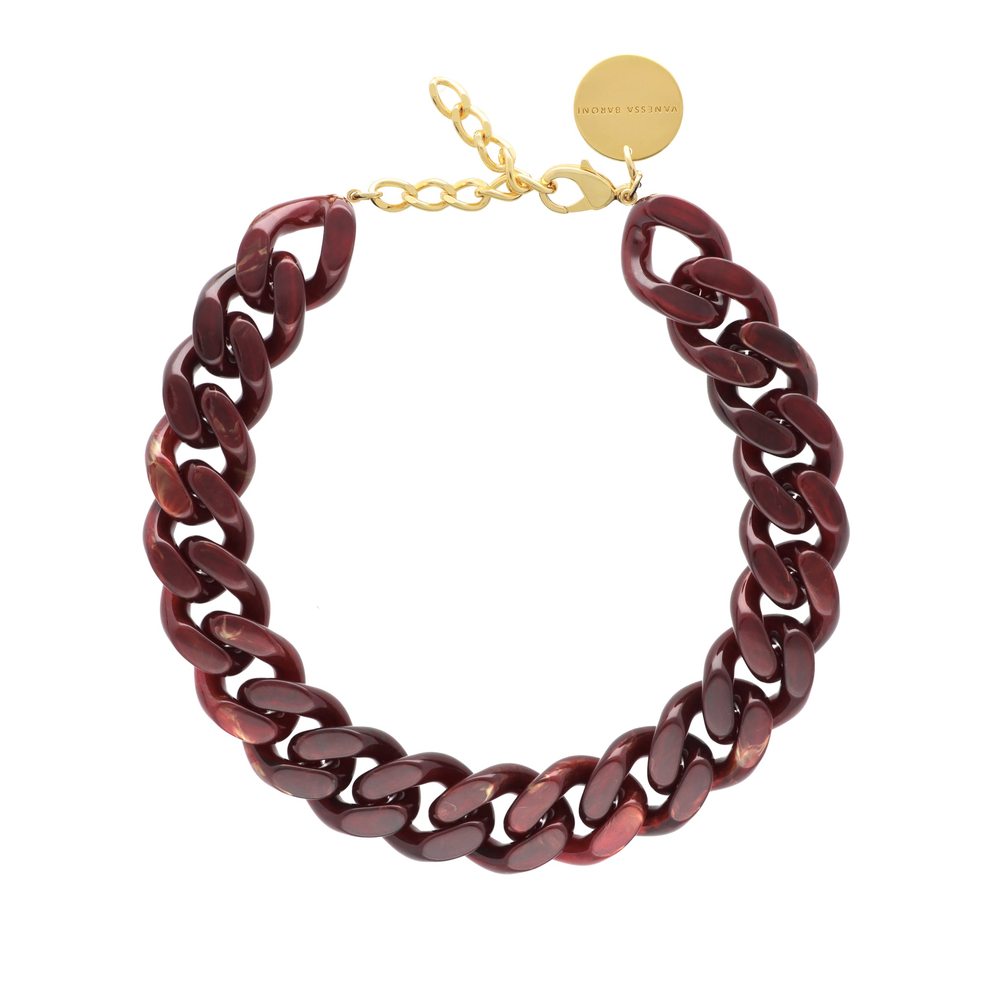 Flat Chain Necklace Bordeaux Marble - Vanessa Baroni