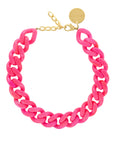 Flat Chain Necklace Fuchsia Marble