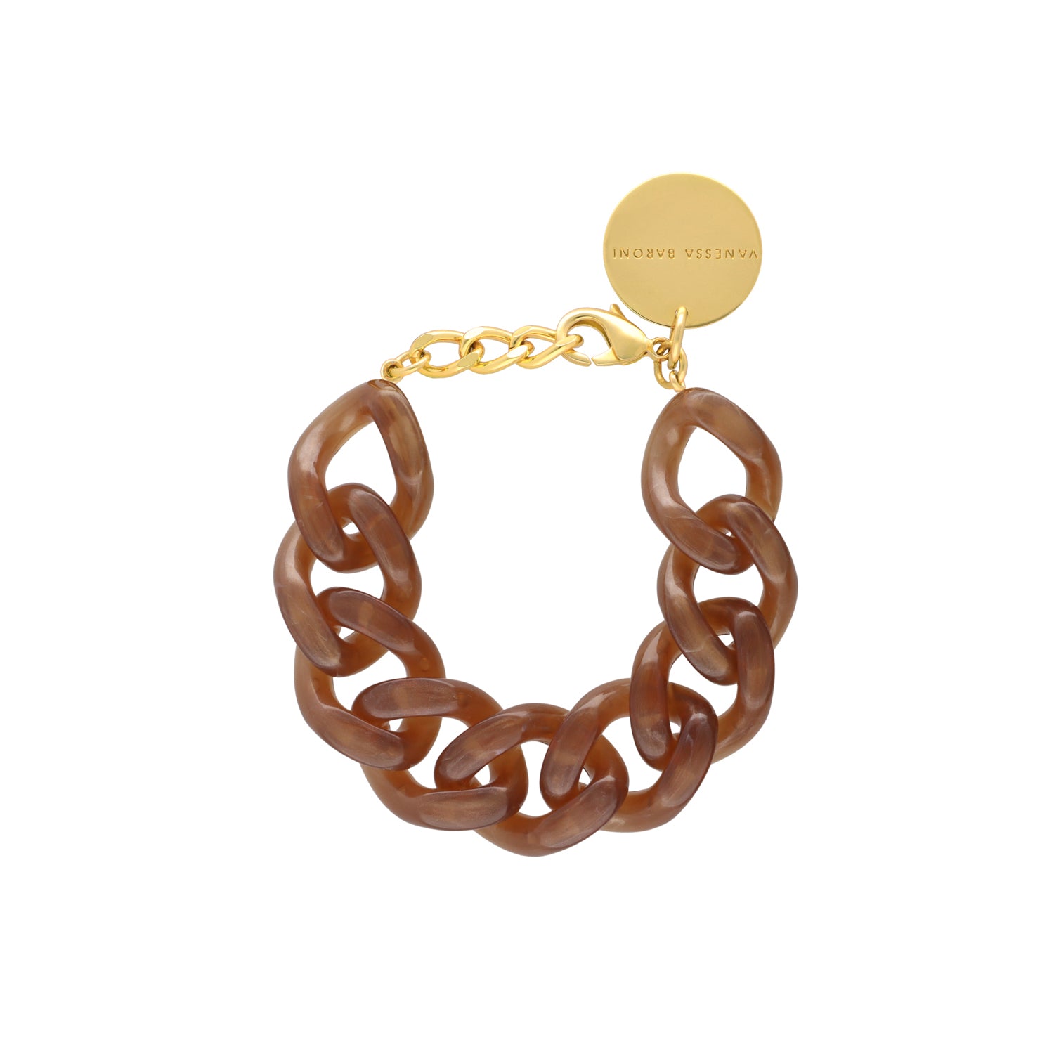 Flat Chain Bracelet Caramel Marble - Vanessa Baroni