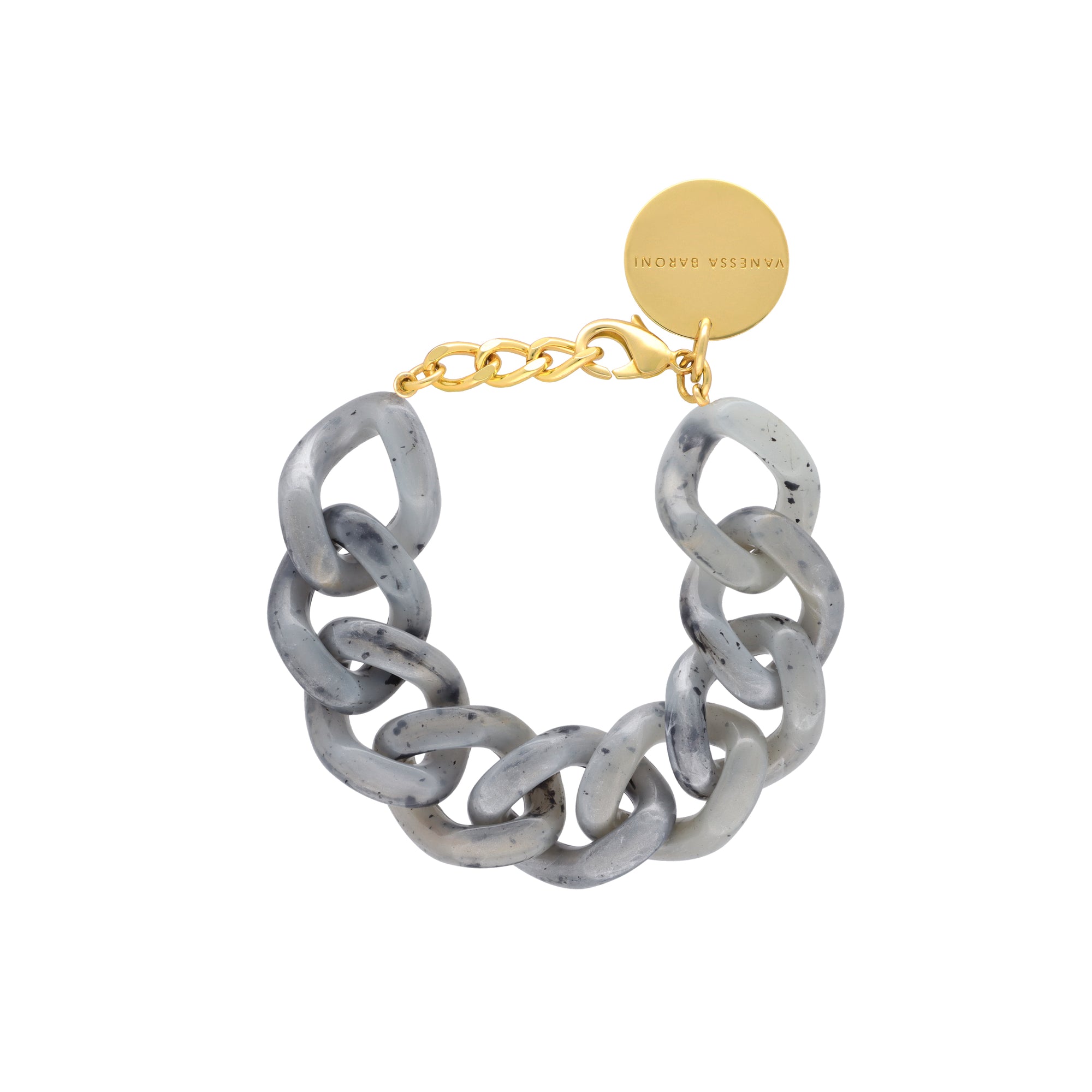 Flat Chain Bracelet Inked Grey Marble - Vanessa Baroni