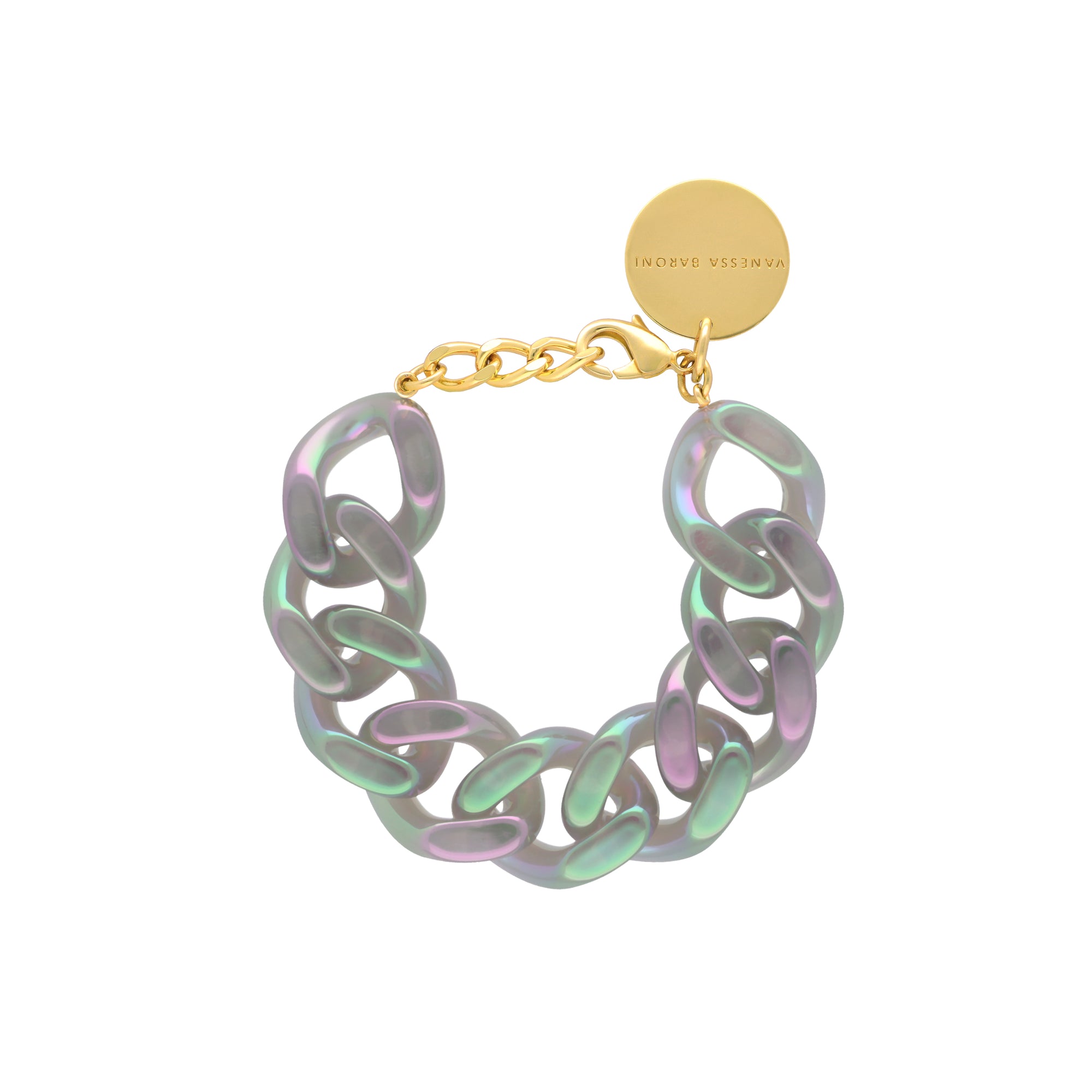 Flat Chain Bracelet Iridescent Clear - Vanessa Baroni