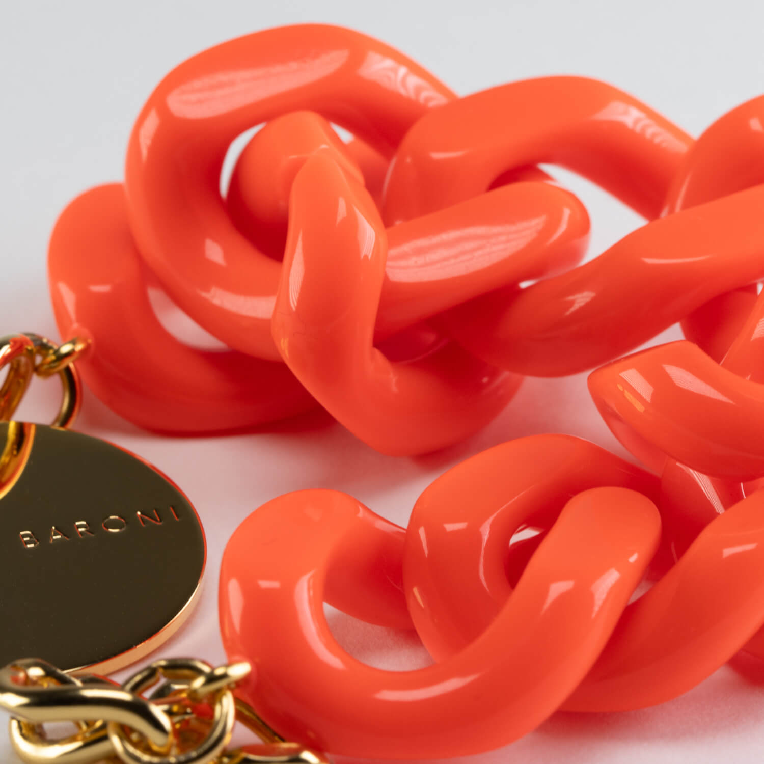 Flat Chain Bracelet Neon Coral