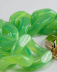 Flat Chain Bracelet Neon Green Marble