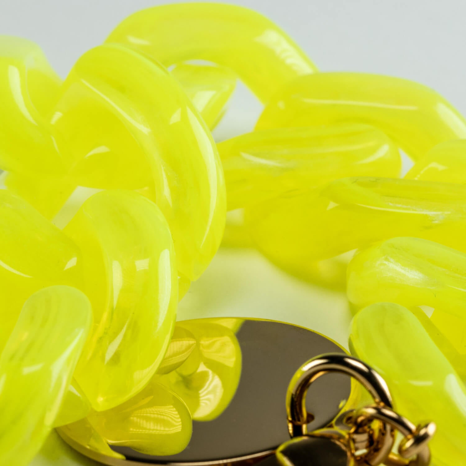 Flat Chain Bracelet Neon Yellow Marble