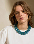 BIG Flat Chain Necklace Blue Glitter