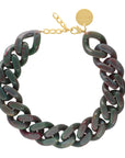 BIG Flat Chain Necklace Green Marble