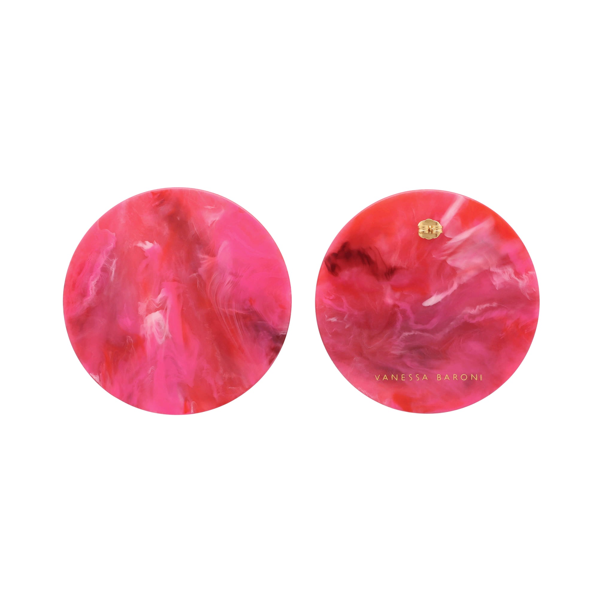 Disc Earring Pink Marble - Vanessa Baroni