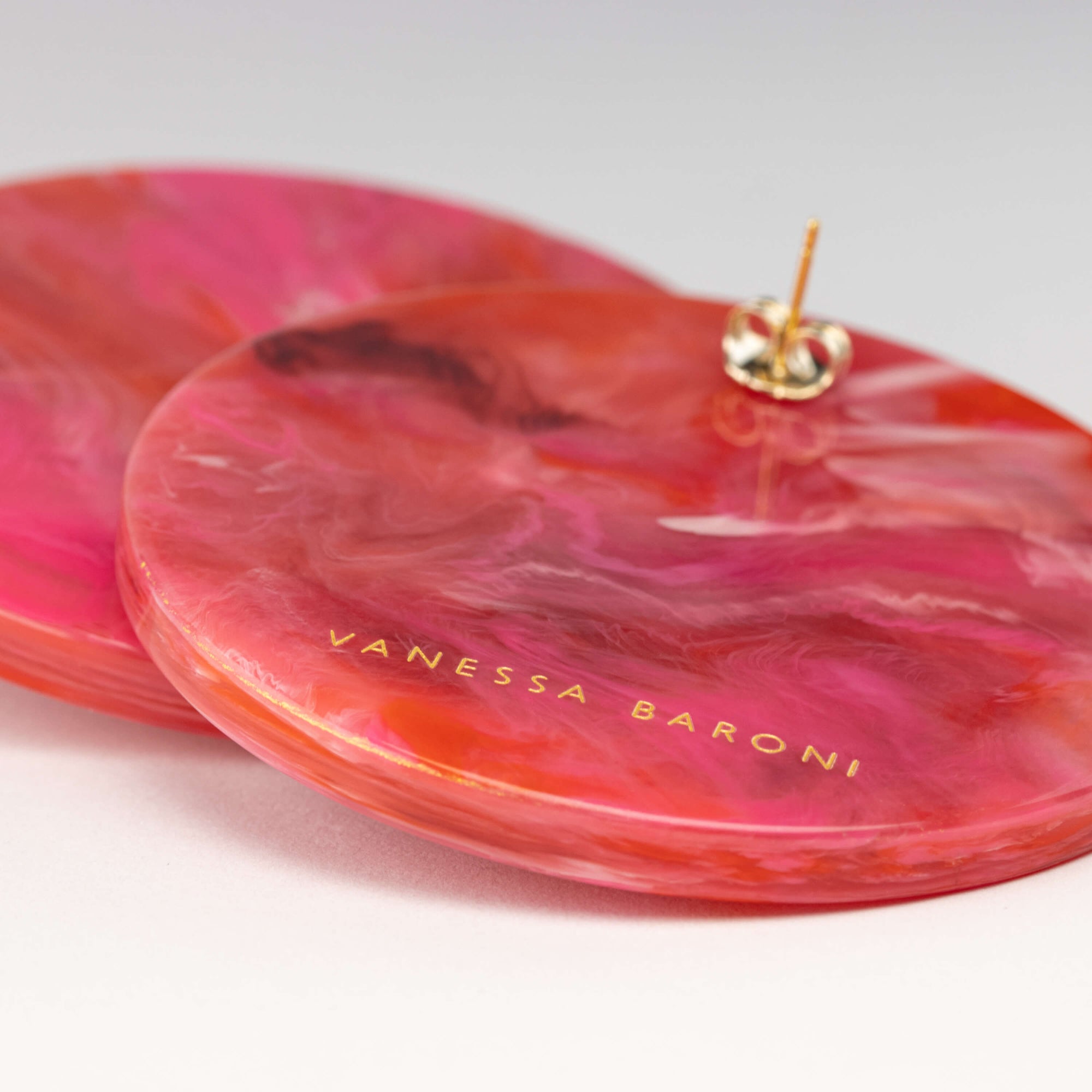 Disc Earring Pink Marble - Vanessa Baroni