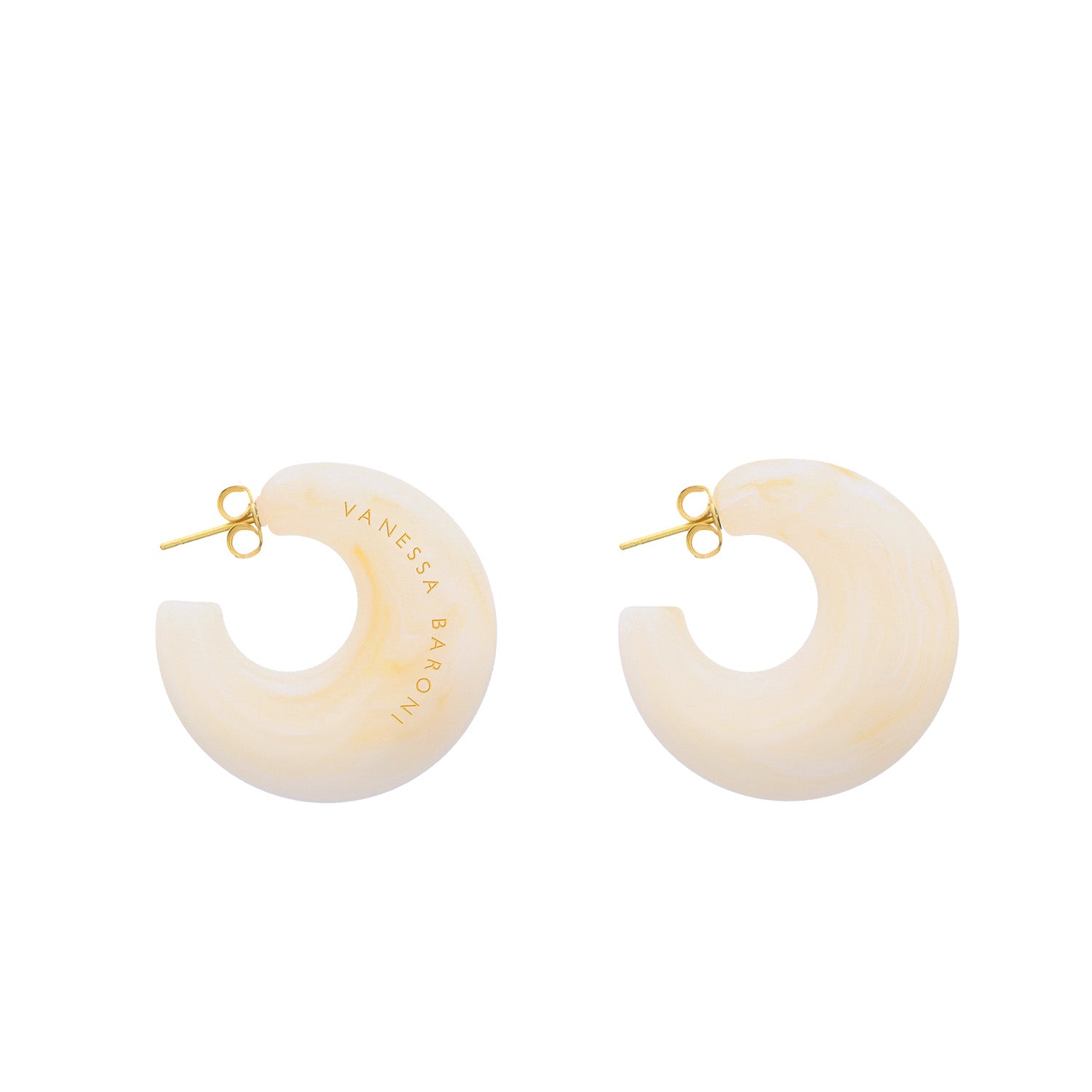 Moon Earring Pearl Marble