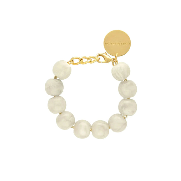 White and gold bead bracelet online