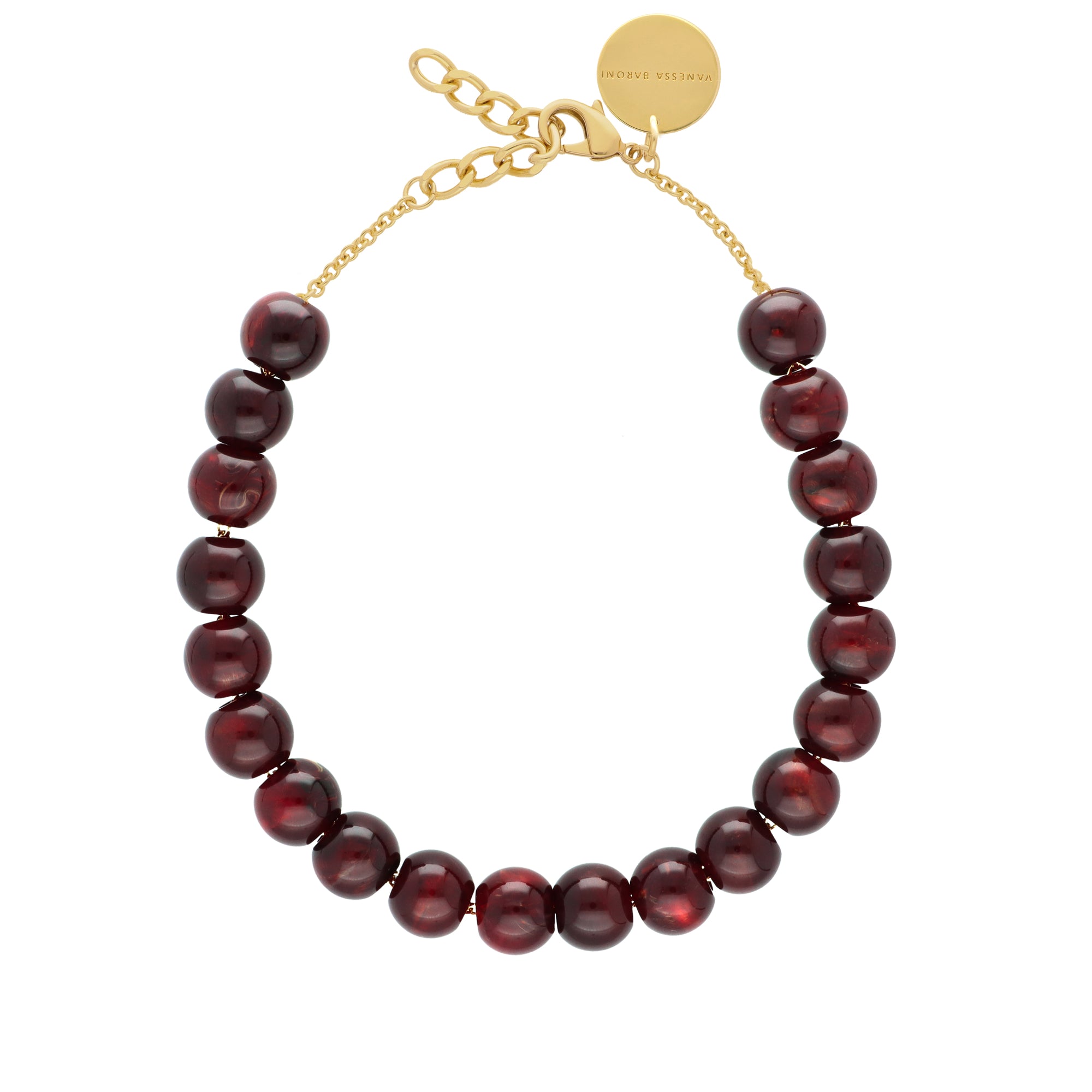 Small Beads Necklace Short Bordeaux Marble - Vanessa Baroni