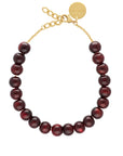 Small Beads Necklace Short Bordeaux Marble - Vanessa Baroni