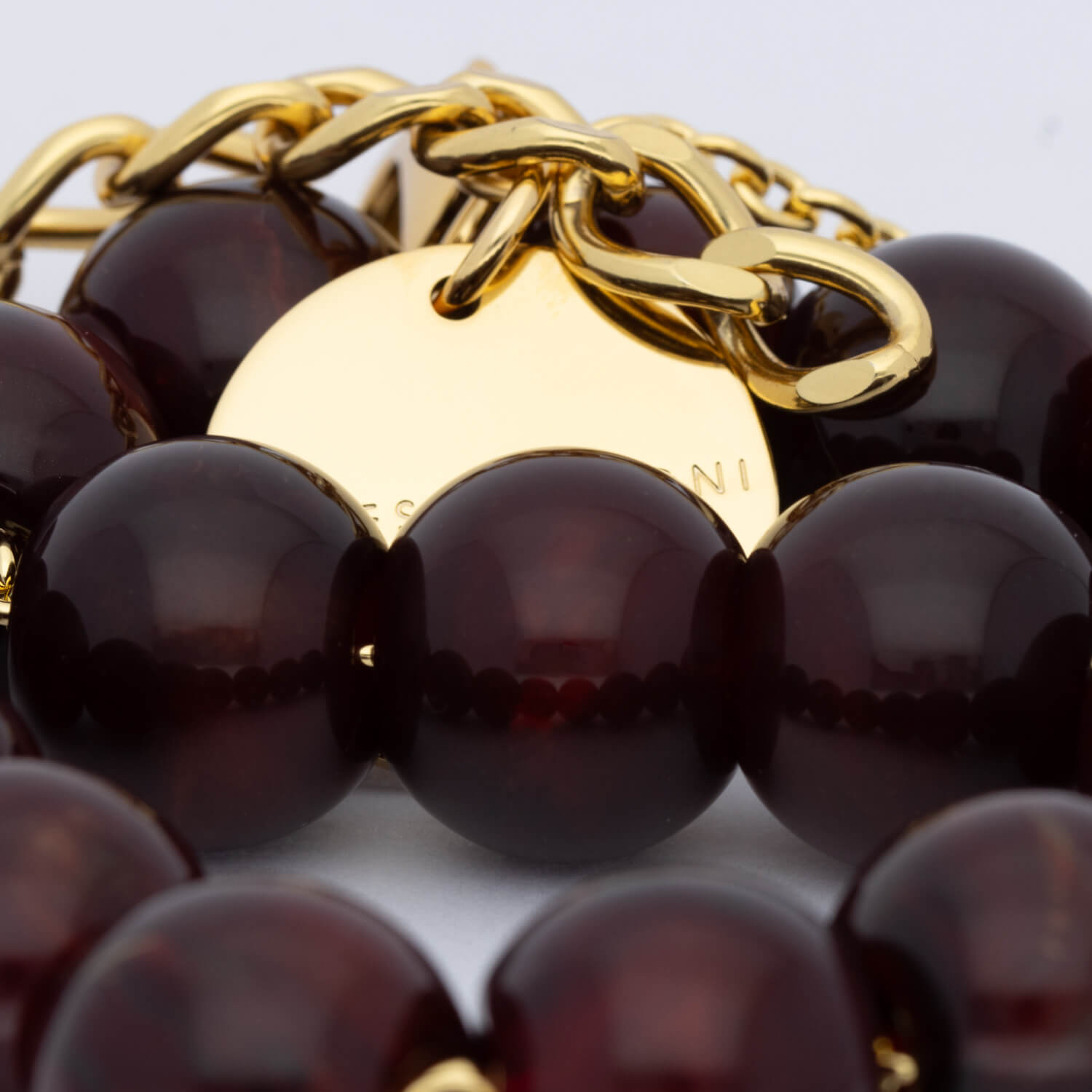 Small Beads Necklace Short Bordeaux Marble - Vanessa Baroni