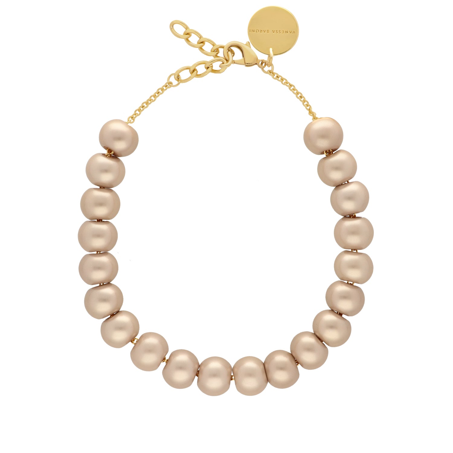 Small Beads Necklace Short Champagner Pearl - Vanessa Baroni