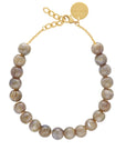 Small Beads Necklace Short Greige Marble - Vanessa Baroni