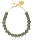 Small Beads Necklace Short Light Olive Marble - Vanessa Baroni