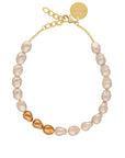 VB X Jennifer Knäble Organic Pearl Necklace Short with Gold Champagner Pearl - Vanessa Baroni