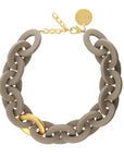 Oval Necklace Short with Gold - Matt Light Taupe - Vanessa Baroni