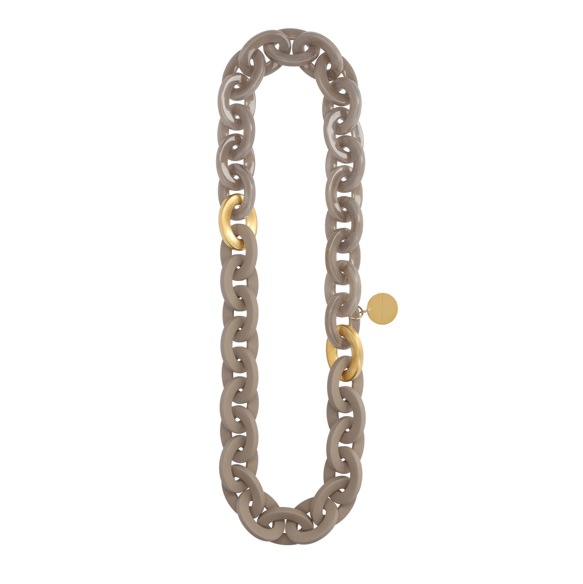 Collier ovale long avec or - Greige Marble - Matt Light Taupe
