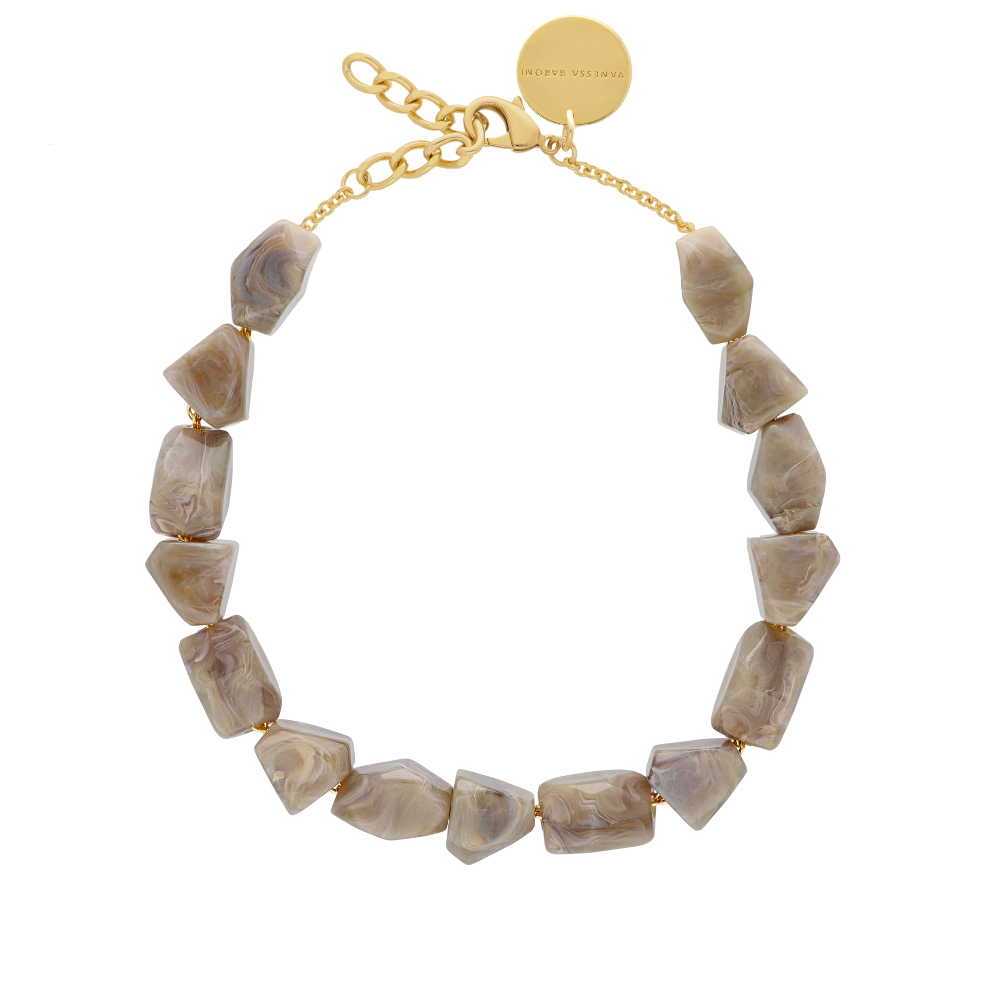 Stone Shaped Necklace Greige Marble - Vanessa Baroni