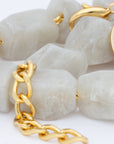 Stone Shaped Necklace Snow White Marble