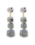 Organic Shaped Earring Inked Grey Marble - Vanessa Baroni