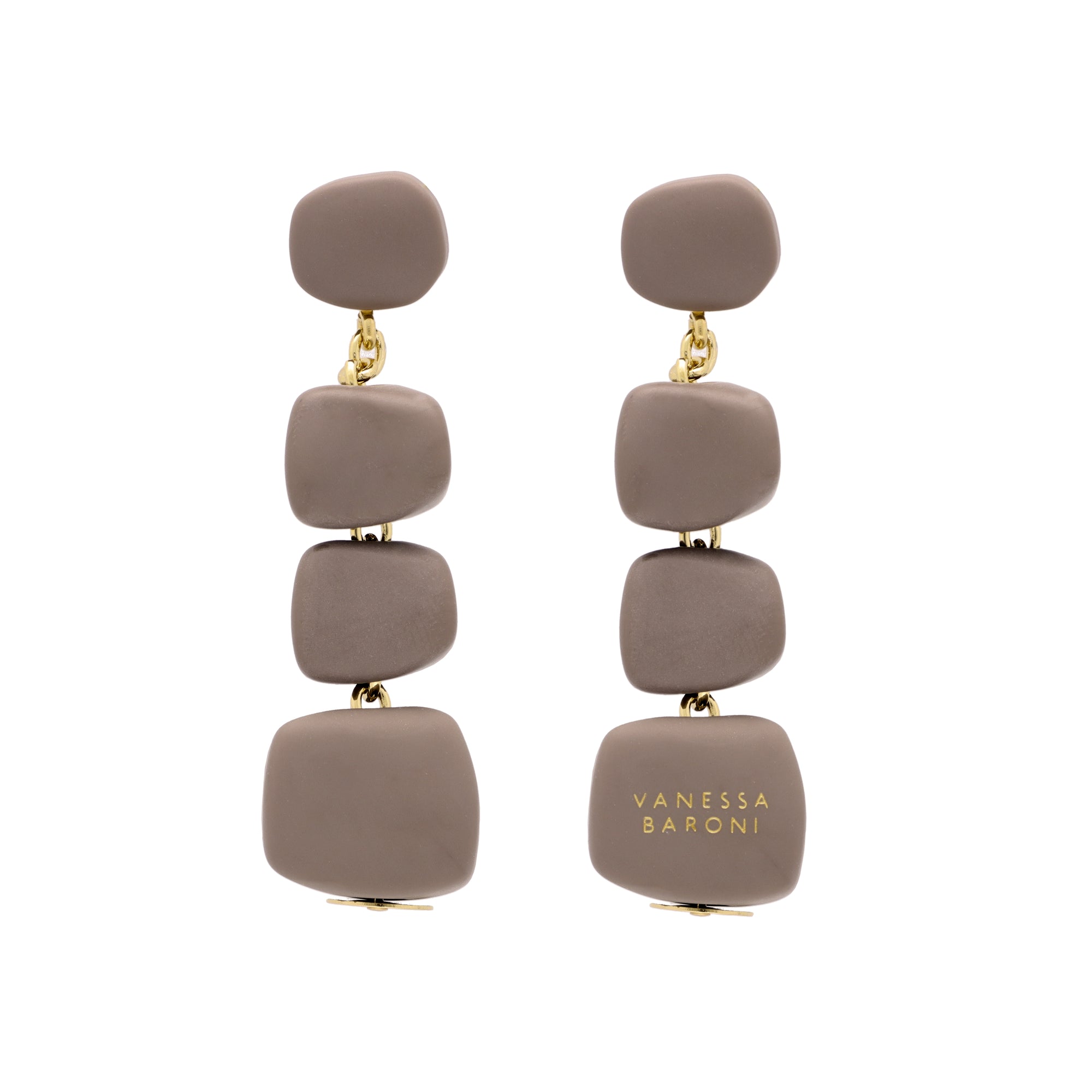 Organic Shaped Earring Matt Taupe - Vanessa Baroni