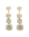 Organic Shaped Earring Snow Green Marble