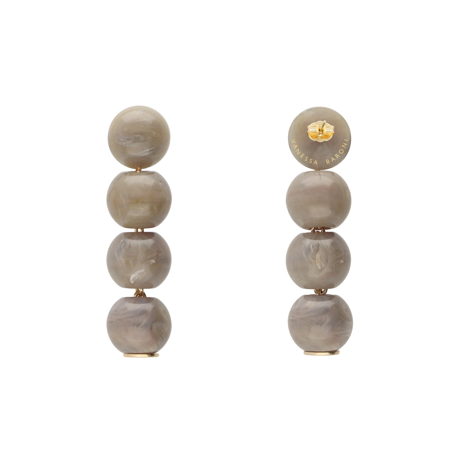 Small Beads Earring Greige Marble