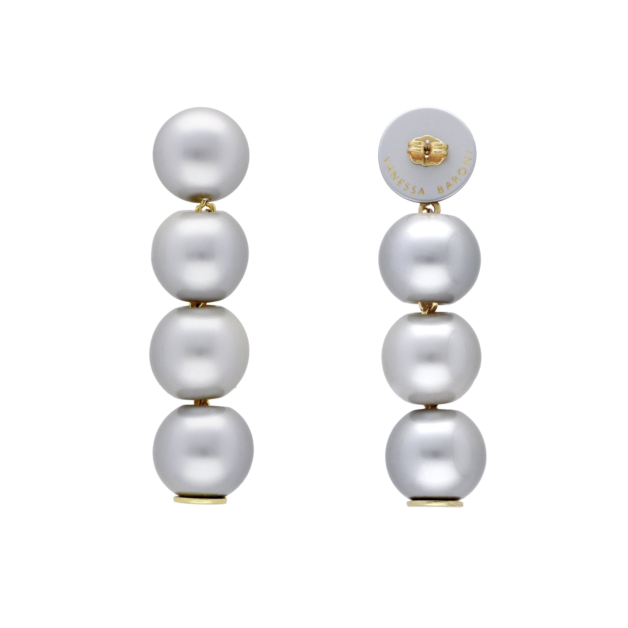 Small Beads Earring Grey Pearl - Vanessa Baroni