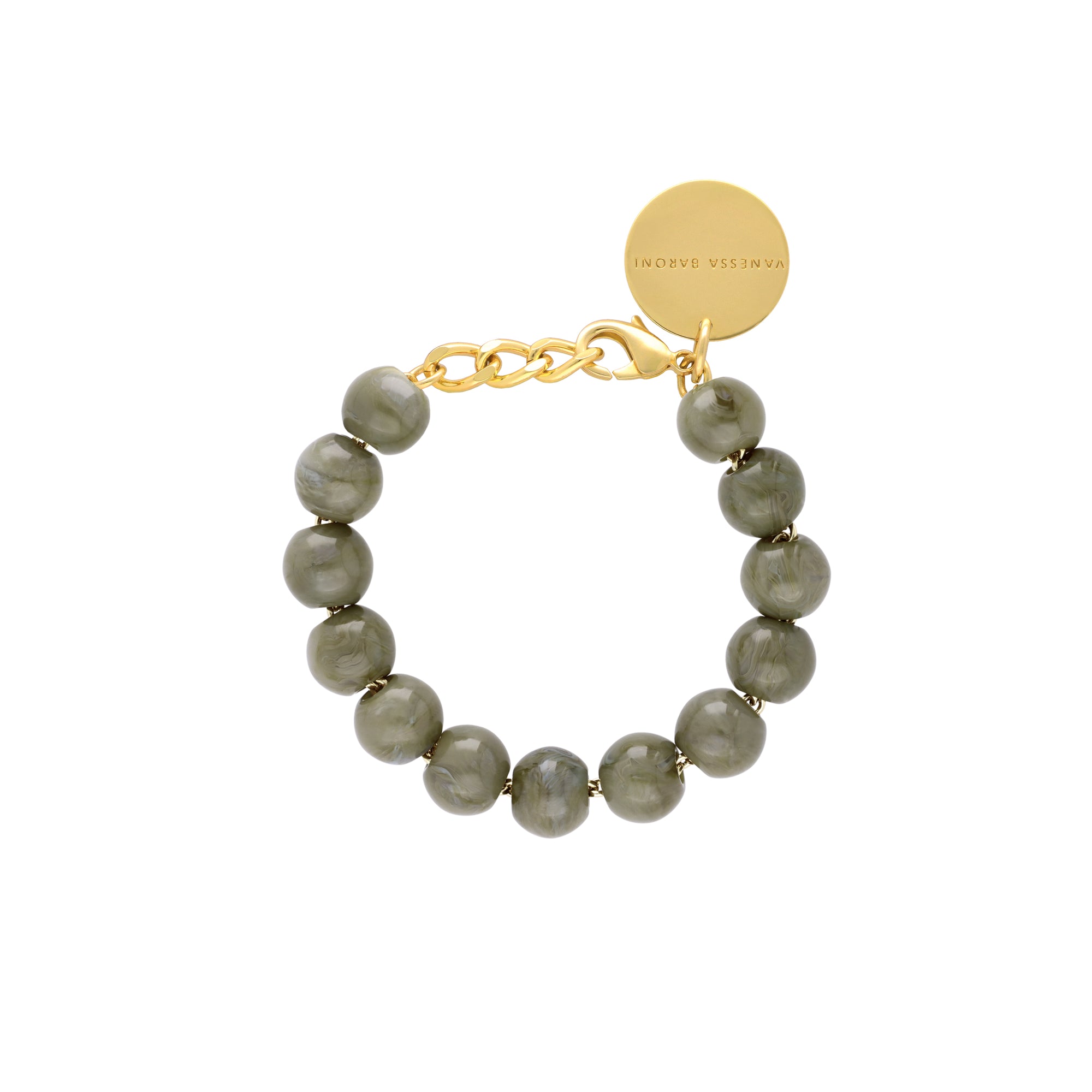 Mini Beads Bracelet Light Olive Marble - Vanessa Baroni