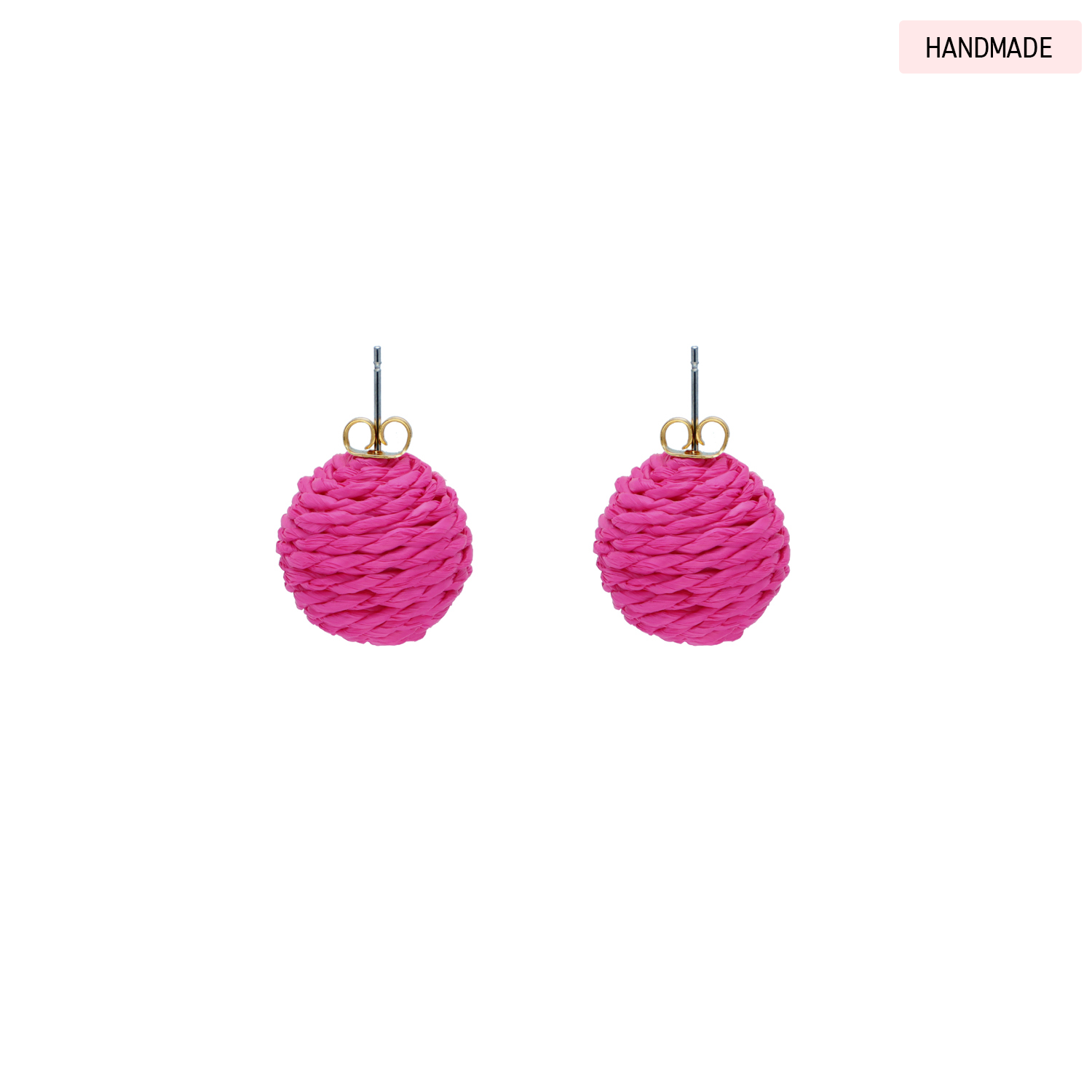 Raffia Dot Earring Fuchsia