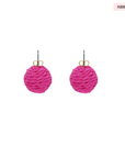 Raffia Dot Earring Fuchsia