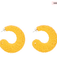 Raffia Big Moon Earring Yellow - Vanessa Baroni