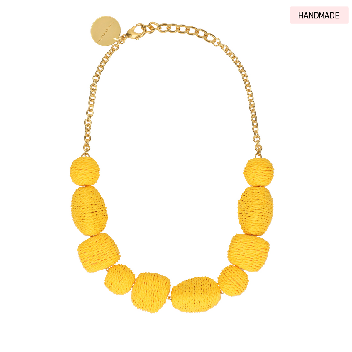 Raffia Organic Shaped Necklace yellow