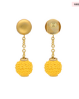 Hanging Raffia Dot Earring Yellow - Vanessa Baroni