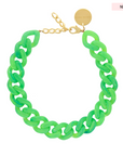 Flat Chain Necklace Neon Green Marble