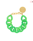 Flat Chain Bracelet Neon Green Marble