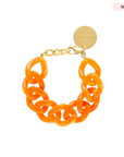 Flat Chain Bracelet Neon Orange Marble