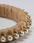 Raffia Pearl Bangle Beige