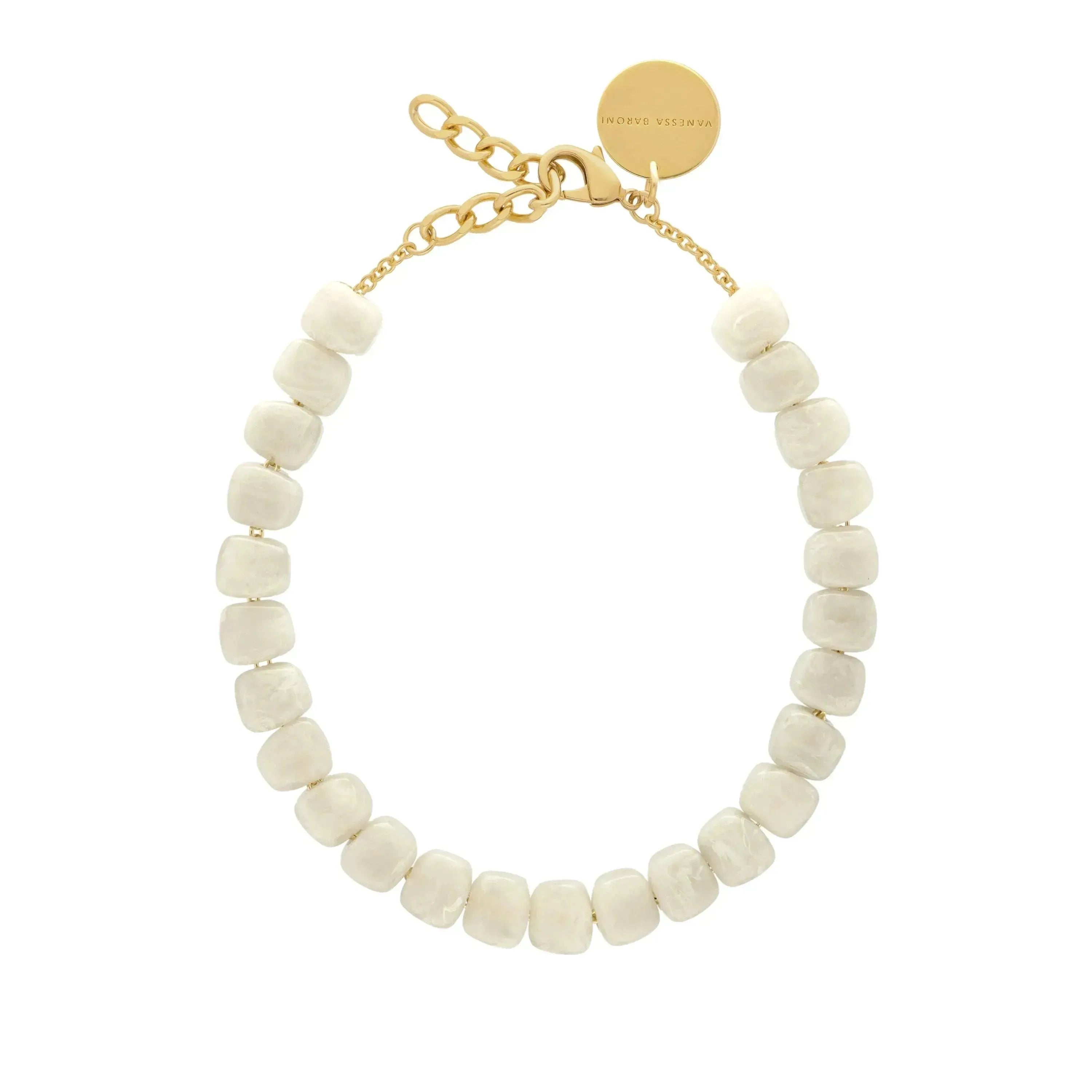 Mini Organic Shaped Necklace Snow White Marble
