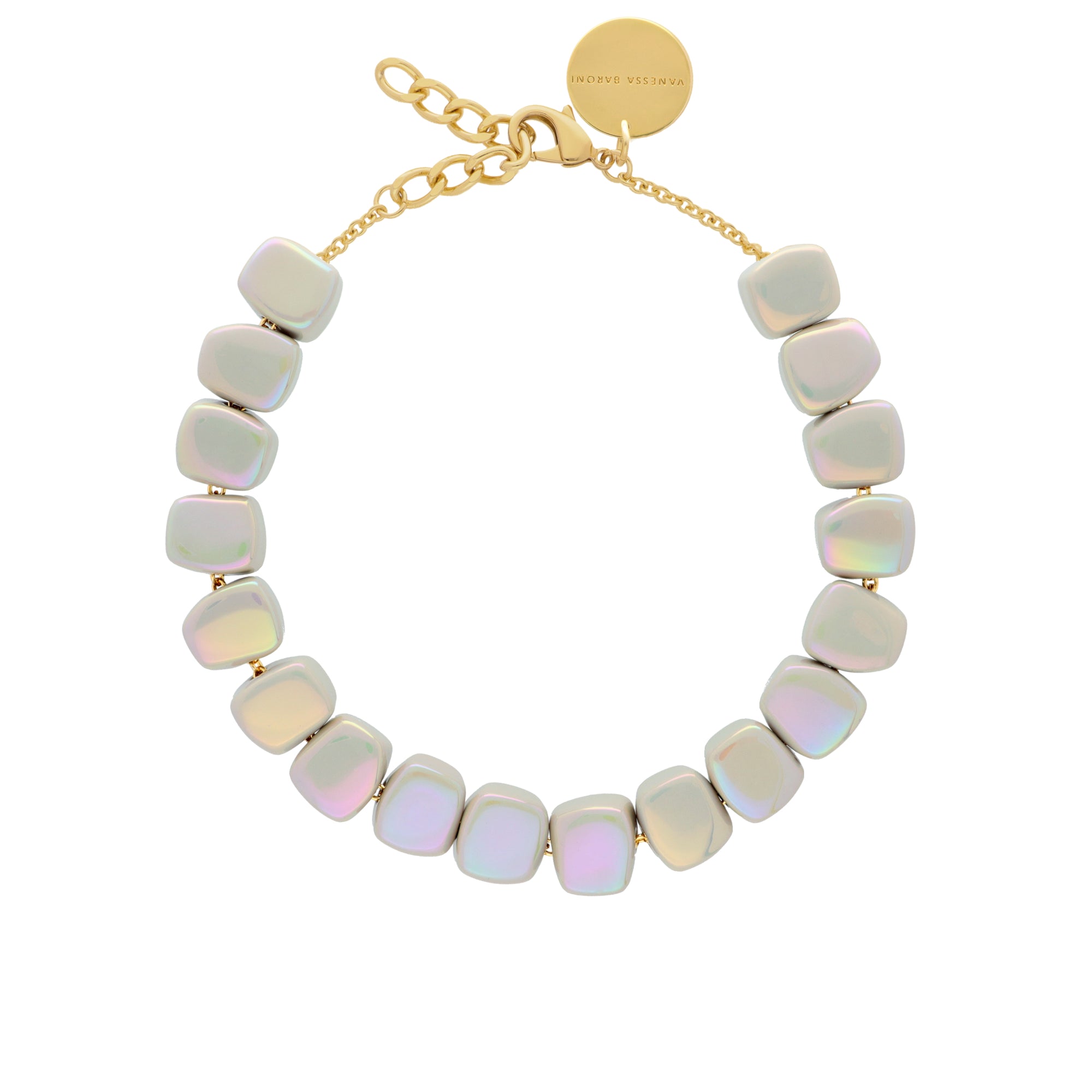 Small Organic Shaped Necklace Iridescent Solid - Vanessa Baroni