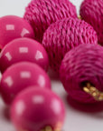 Raffia Beads Necklace Fuchsia - Vanessa Baroni